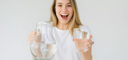 девушка стакан с водой