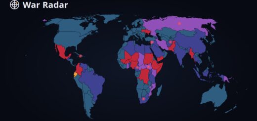 Карта мира с уровнями риска вооружённых конфликтов по странам